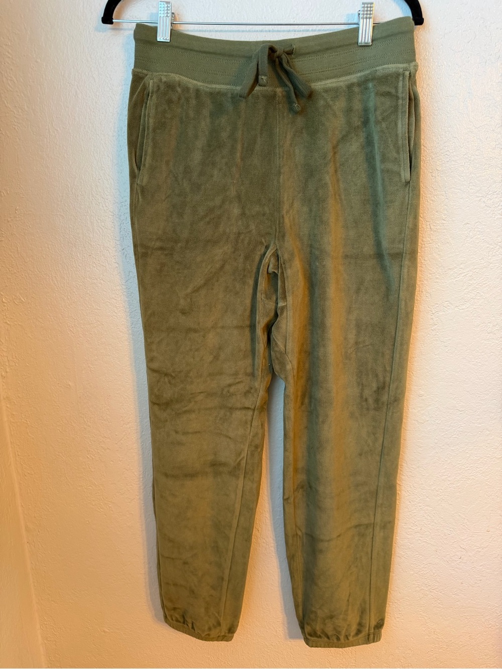 NWT Unscripted Olive Green Velour Jogger Pants - Casual Drawstring Waist Medium